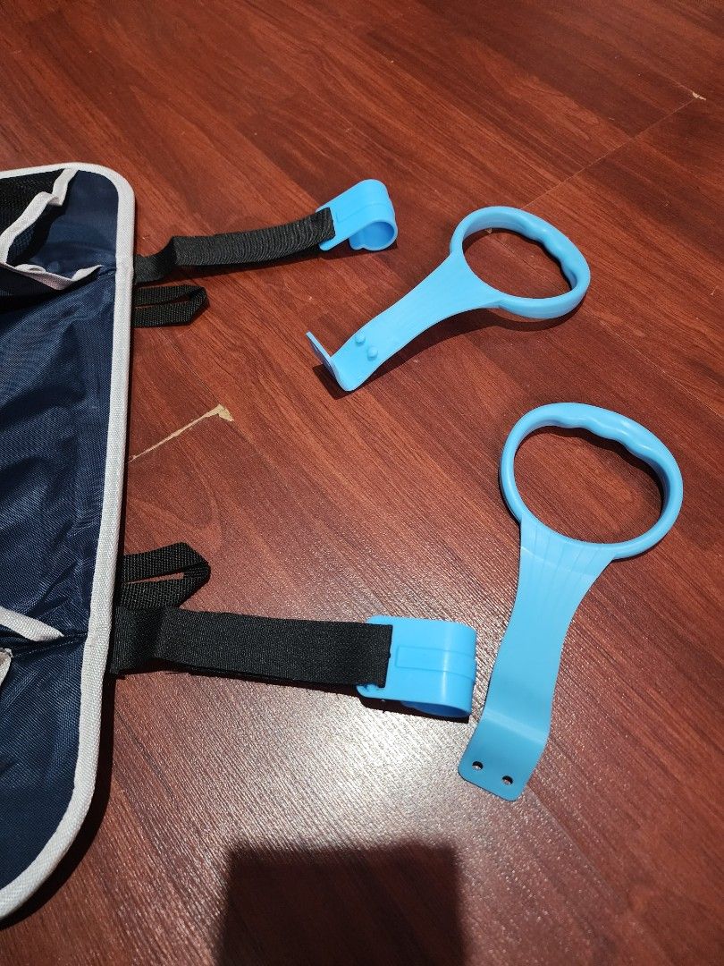 Crib Caddy / Play Pen Organizer (Category: Cots & Cribs) located in Antipolo. Submitted by juniper01 (Listing ID 1405042179, Image 2). Description: - Original price: 449 - Opened, but NEVER USED - Foldable crib caddy / organizer - Dark blue with white trim - Velcro Straps and loops - Multiple compartments - Board backing - Durable and possibly water-resistant material - With FREE Pull Rings. - Comes with the box. Pero iba yung itsura ng item sa b