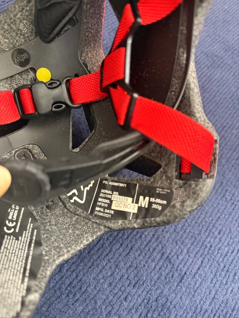 Fox Helmet MIPS MTB Helmet (Category: Bicycles) located in Taguig. Submitted by lalohan (Listing ID 1405001750, Image 3). Description: Fox MTB helmet in red. It features MIPS technology for added safety. The size is M, fitting heads 55-60cm. The helmet has a serial number 45000675911 and was manufactured on 15/06/2021. It has a QC number 2. The helmet has some minor scratches..