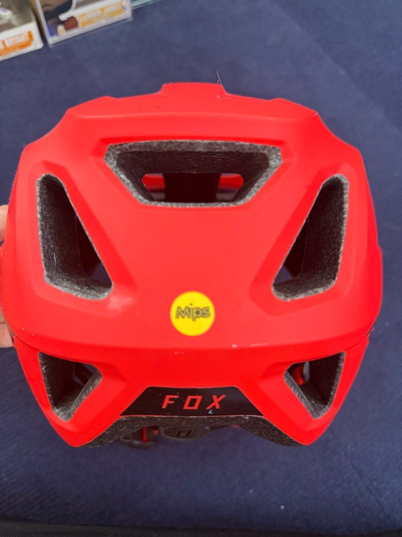 Fox Helmet MIPS MTB Helmet (Category: Bicycles) located in Taguig. Submitted by lalohan (Listing ID 1405001750, Image 2). Description: Fox MTB helmet in red. It features MIPS technology for added safety. The size is M, fitting heads 55-60cm. The helmet has a serial number 45000675911 and was manufactured on 15/06/2021. It has a QC number 2. The helmet has some minor scratches..