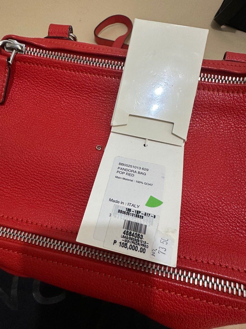 Givenchy Pandora Small Goat Skin (Category: Luxury Bags & Wallets) located in Manila. Submitted by poreberqueeen (Listing ID 1404982008, Image 3). Description: With tag price. Like new. Bought it in greenbelt Super fresh pa. Di po nagagamit masyado due to lots of bags. Can pass as brandnew. .