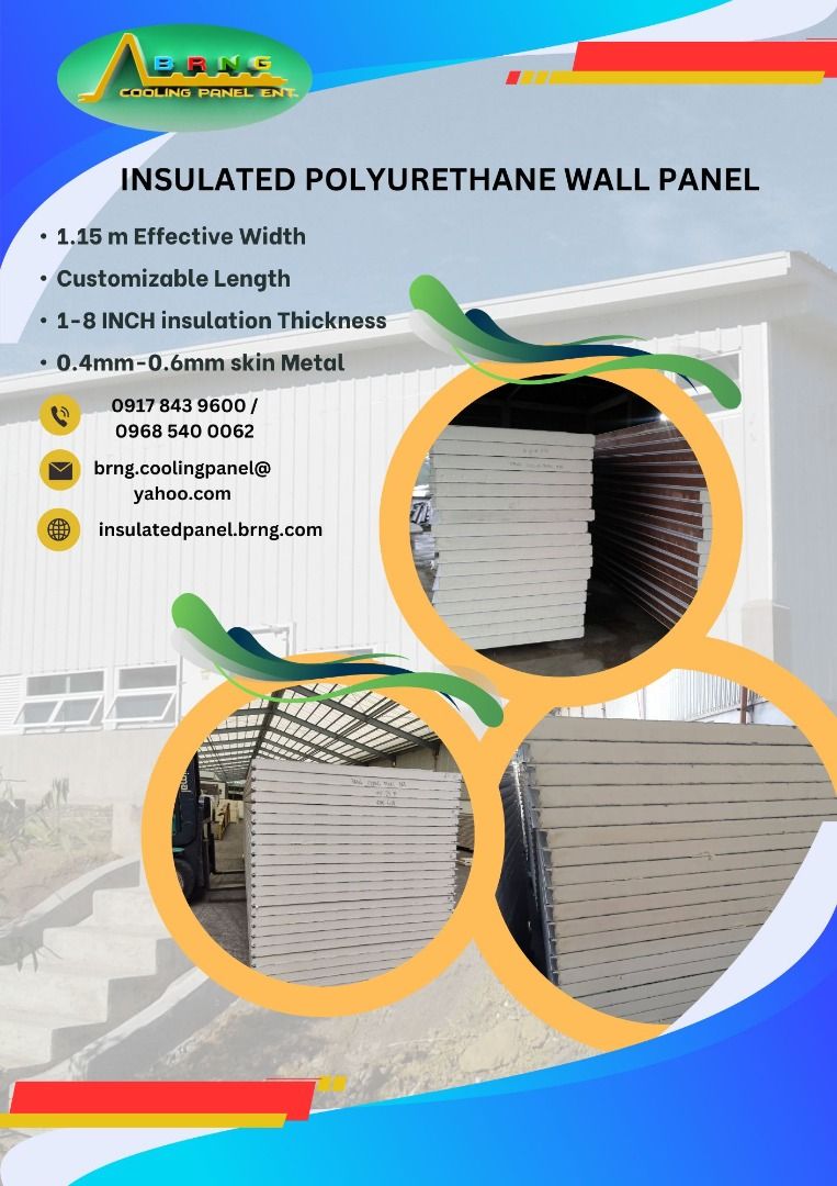 INSULATED PANEL WALL /ROOFING /REFRIGERATION UNIT /CEILING/ PU MORTAR (Category: Construction & Building Materials) located in Caloocan City. Submitted by epicowl-1ea4 (Listing ID 1404986907, Image 1). Description: Looking for affordable + high-quality panels and insulation materials? We’ve got you covered from ROOF to WALL — and even PREFAB STRUCTURES! 🏠❄️ 📦 OUR PRODUCTS: ✅ Insulated Sandwich Panels – PIR / PUR / EPS / Rockwool (25mm–150mm) ✅ 