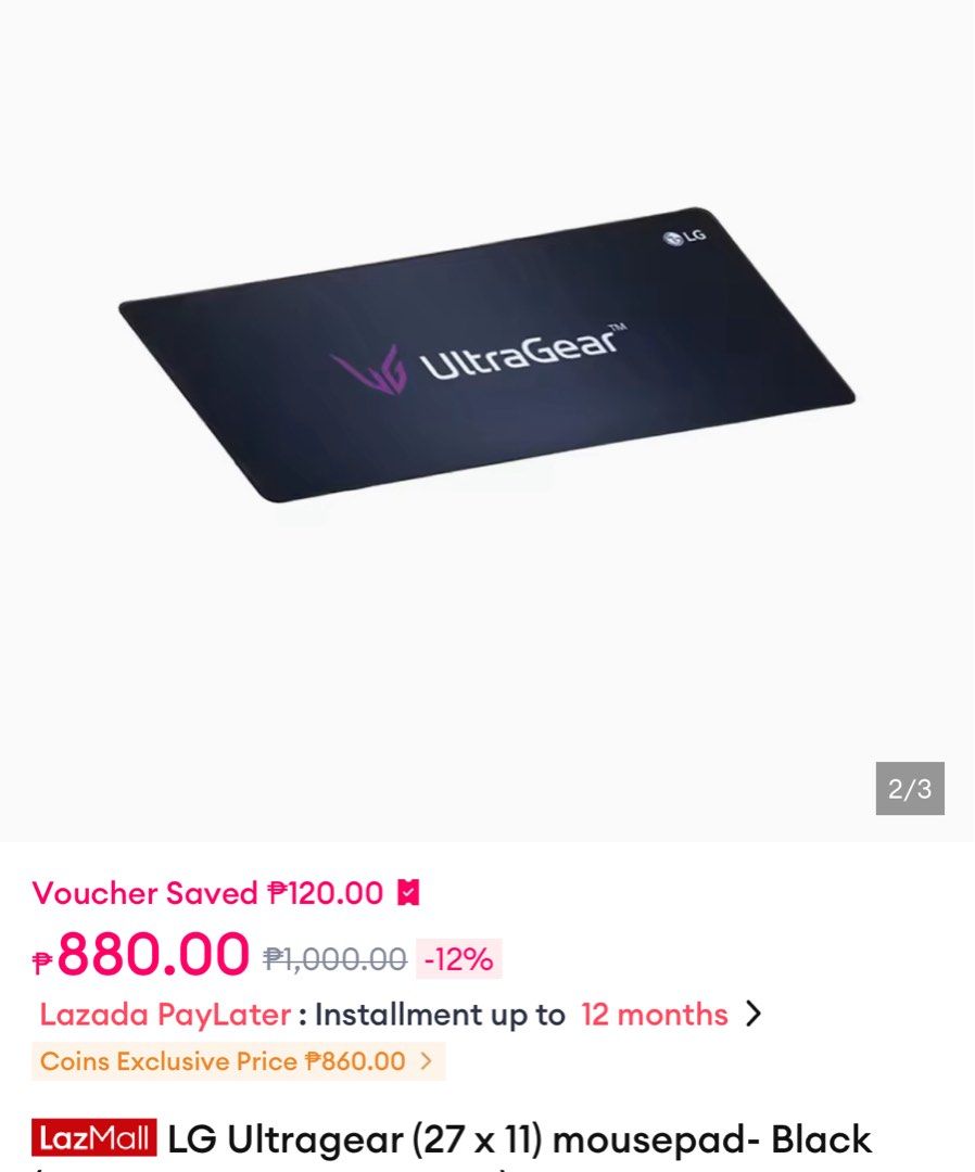 LG Ultragear Desk Pad Mousepad (Category: Mouse & Mousepads) located in Pasig City. Submitted by perl2018 (Listing ID 1405134380, Image 1). Description: Ultragear LG mouse pad Desk pad 27x11 MOP Gcash Maya BPI.