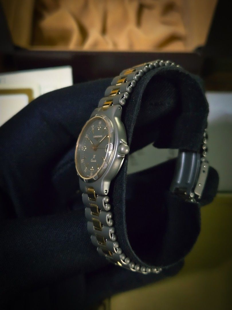 Longines Conquest Titanium (Category: Luxury Watches) located in Pasay City. Submitted by zenwatchesmnl (Listing ID 1405101589, Image 3). Description: Longines Conquest Titanium Cal. 174-206 Ref. 22084509 • All original parts • Swiss Quartz Movement 🇨🇭 • Date window at 3 o'clock • Fit up to 6.5 inch wrist • Luminous markers and hands • New battery • Circa 1990s • Mint condition • Case Size: 24mm • Lug-to-Lug: 28mm • Lug Width: 14mm 🔥 Selling f