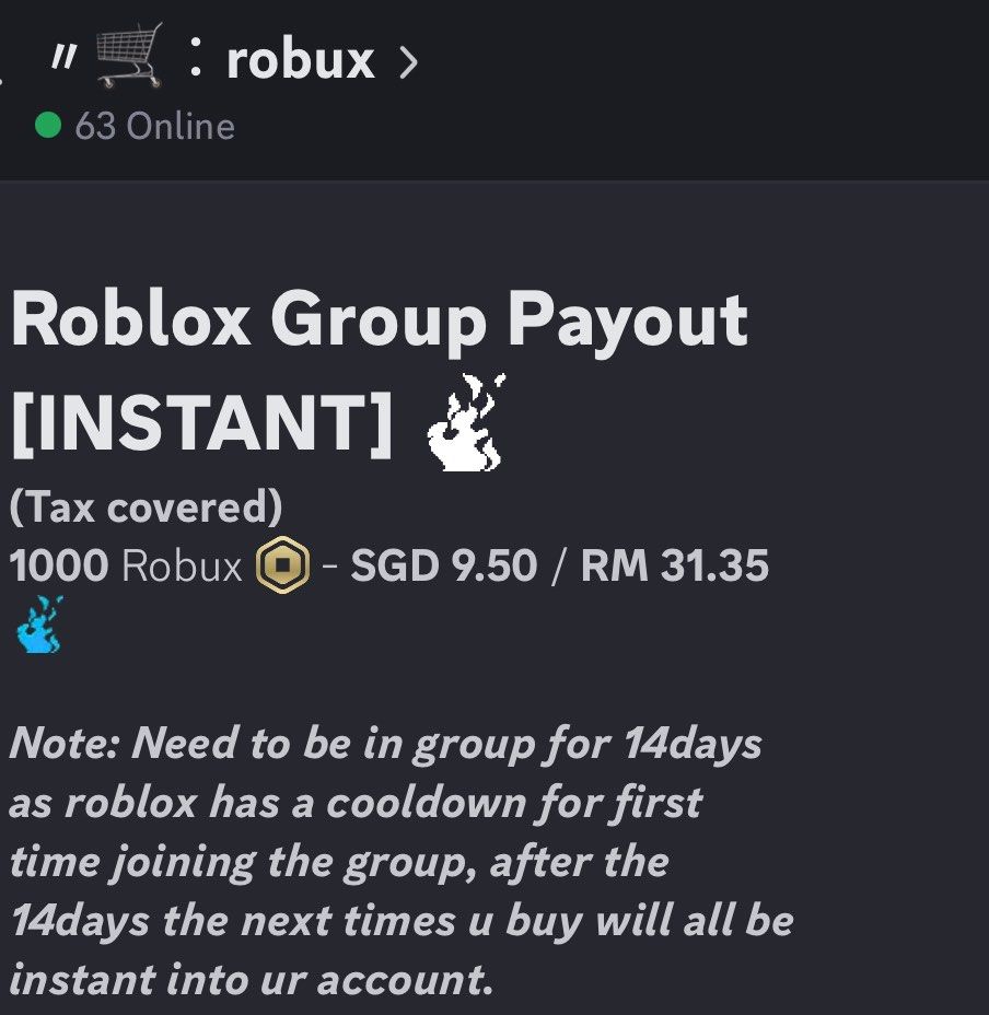 Robux Via Group Payout ONLY $9.5/1k [INSTANT], Video Gaming, Gaming ...