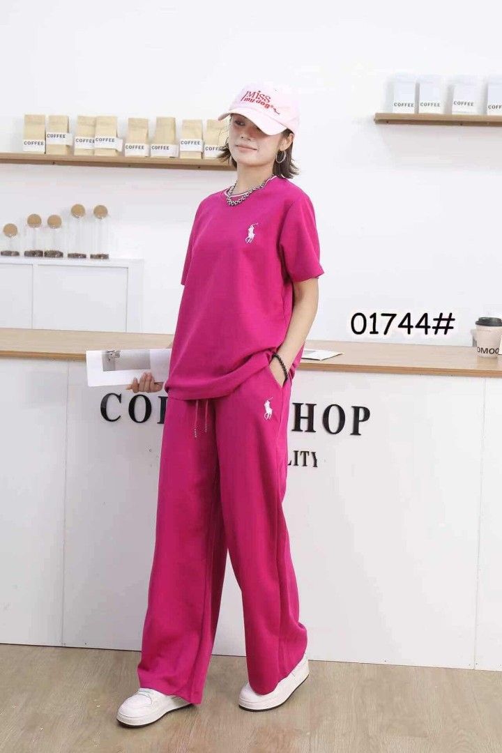 Tracksuit Set with Polo Logo (Category: Sets & Coordinates) located in Manila. Submitted by rocillocin64338 (Listing ID 1405013555, Image 2). Description: - Tracksuit set includes a short-sleeved top and matching pants. - Top features a small logo on the chest. - Pants have a comfortable drawstring waist. - Available colors: gray, pink, light gray, beige, and black. - Ideal for casual everyday wear..