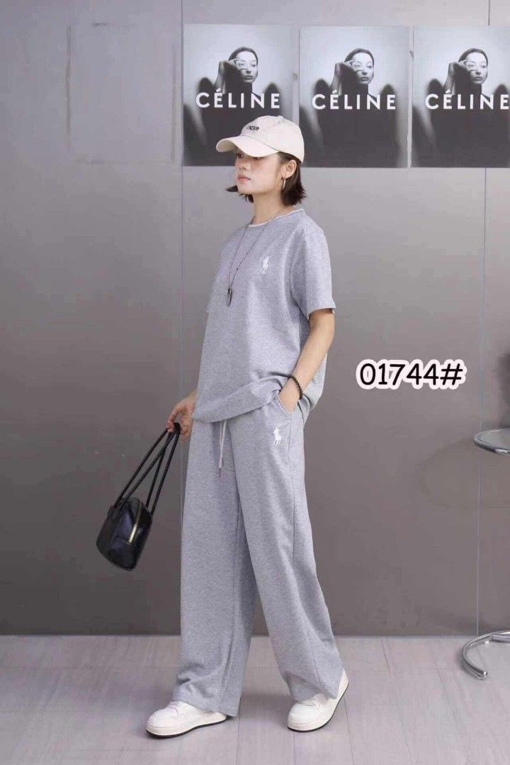 Tracksuit Set with Polo Logo (Category: Sets & Coordinates) located in Manila. Submitted by rocillocin64338 (Listing ID 1405013555, Image 3). Description: - Tracksuit set includes a short-sleeved top and matching pants. - Top features a small logo on the chest. - Pants have a comfortable drawstring waist. - Available colors: gray, pink, light gray, beige, and black. - Ideal for casual everyday wear..