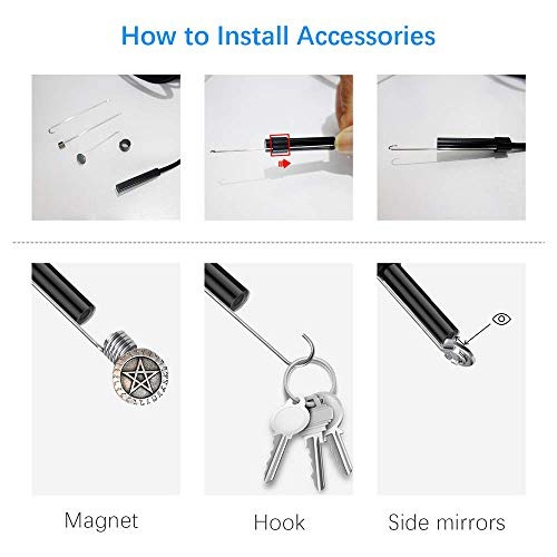 USB Endoscope with 6 Adjustable LED Lights, Anykit 1200P HD Semi-Rigid ...