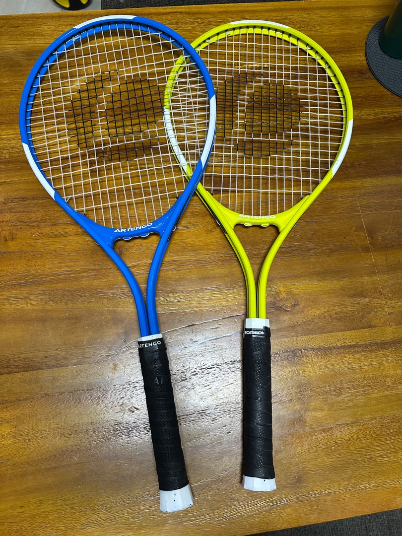 2 Artengo Tennis Rackets - Blue and Yellow, Sports Equipment, Sports ...