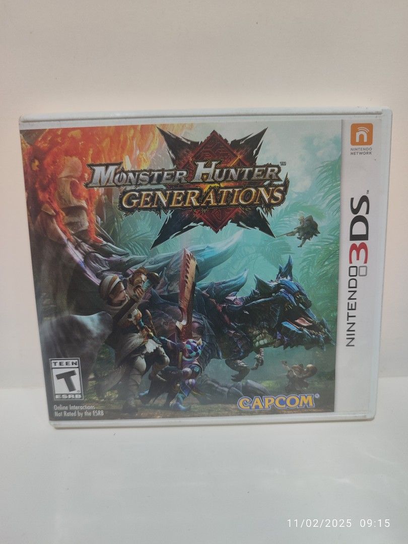 3DS - Monster Hunter Generations (PRE-OWNED) "R1" (Category: Nintendo) located in Mendez-Nunez. Submitted by sf2_gameshop (Listing ID 1401723228, Image 1). Description: ATTENTION: This game only works on US handheld units. Compatibility is buyer's responsibility. CONDITION: a pre-owned item, but still presentable. Tested working. In comes with a thin manual booklet. GENRE: Action role-playing MODE: single-player REGION: 1 - US VOICE: English TEXT