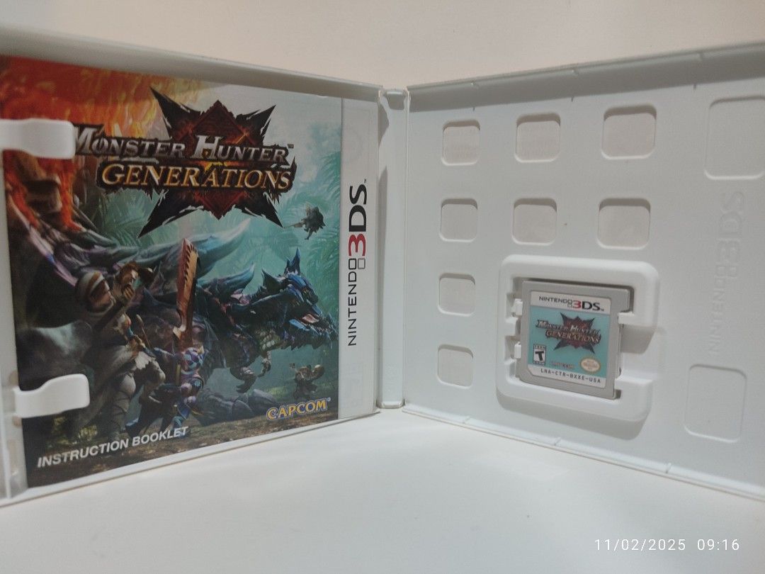 3DS - Monster Hunter Generations (PRE-OWNED) "R1" (Category: Nintendo) located in Mendez-Nunez. Submitted by sf2_gameshop (Listing ID 1401723228, Image 3). Description: ATTENTION: This game only works on US handheld units. Compatibility is buyer's responsibility. CONDITION: a pre-owned item, but still presentable. Tested working. In comes with a thin manual booklet. GENRE: Action role-playing MODE: single-player REGION: 1 - US VOICE: English TEXT
