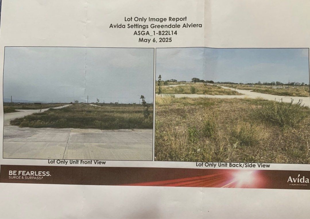 Avida Settings Greendale Alviera (Category: Lot) located in Manila. Submitted by boreddaniel (Listing ID 1401788214, Image 1). Description: Block 22, Lot 14 Corner Lot 165 square meters.