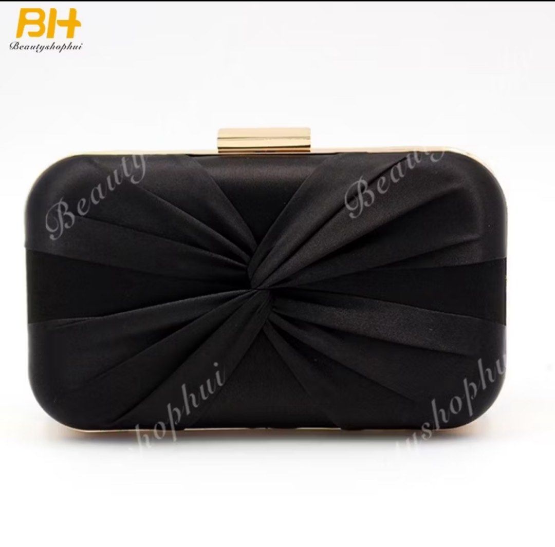 Black Satin Clutch with Gold Hardware (Category: Clutches) located in San Jose. Submitted by sharpcartoonist (Listing ID 1401865852, Image 1). Description: BRAND NEW Material: Artificial Silk Fabric texture: Satin Lining texture: Polyester Opening method: Lock Number of shoulder straps: Single Color: black with gold hardware Size: 20.5cm * 6cm * 13cm Bought this for: ₱724 RFS: Item arrived late too for the event. .