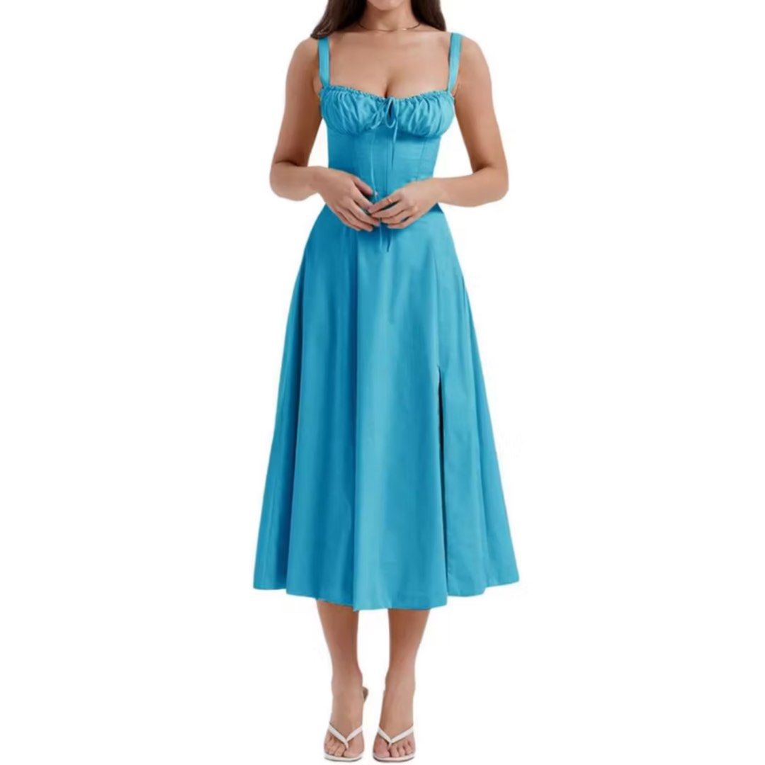 Blue Midi Summer Dress with Slit (Category: Dresses) located in Paranaque City. Submitted by sj_things (Listing ID 1401822782, Image 1). Description: - Blue midi dress - Sweetheart neckline - Adjustable straps - Side slit - Knee-length - Great for summer or special occasions rfs: accidentally bought 2 items 😅.
