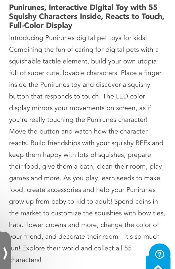 Brand new BN not tamagotchi Punirunes, Interactive Digital Toy with 55 Squishy Characters Inside, Reacts to Touch, Full-Color Display (Category: Interactive Toys) located in Singapore. Submitted by msdecluttering (Listing ID 1401727095, Image 2). Description: Brand new in packaging .
