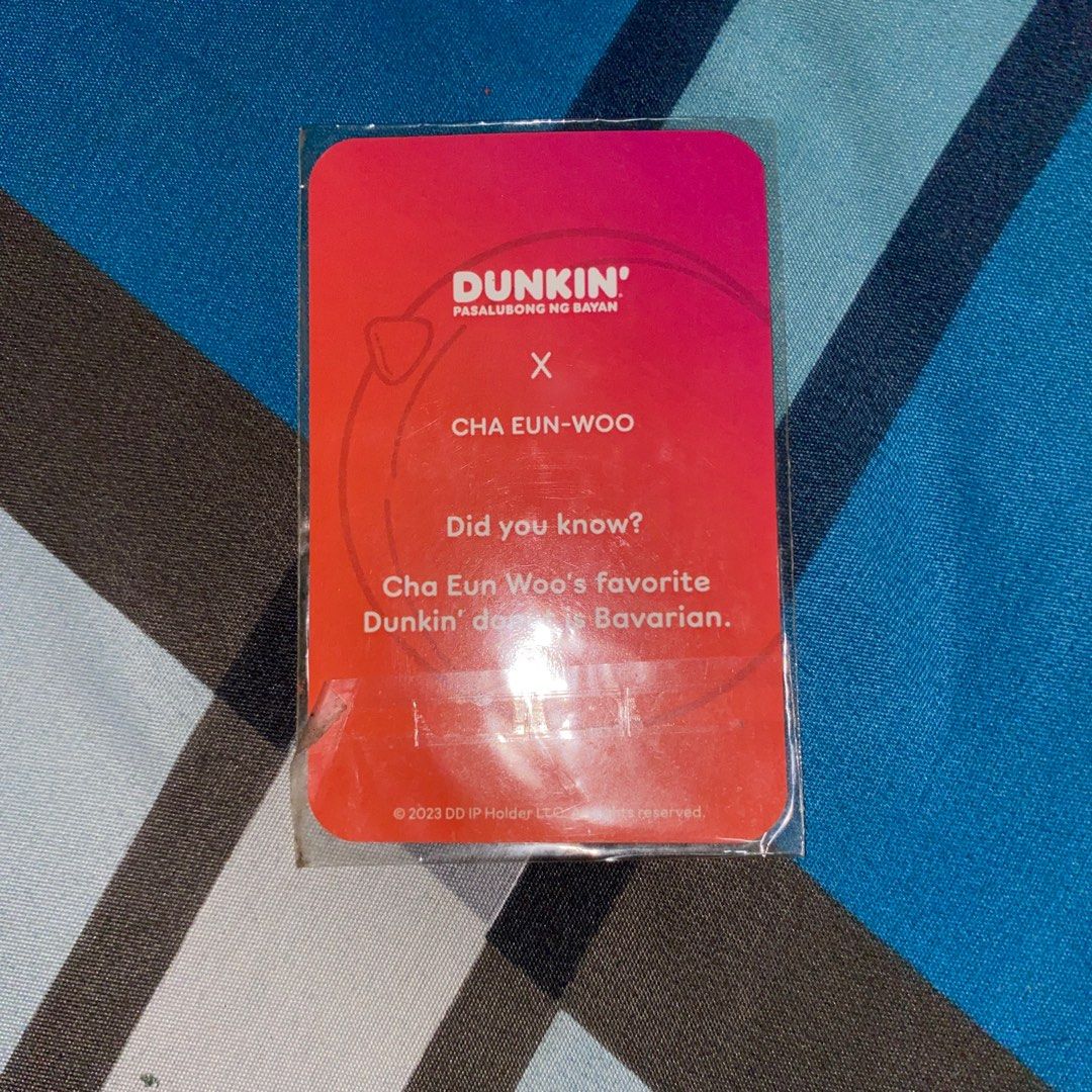Cha Eun-woo Dunkin' Donuts Photocard (Category: K-Wave Merchandise) located in Manila. Submitted by _jmpxrkkk (Listing ID 1401901902, Image 2). Description: Hello! I’m selling my Cha Eun-woo Dunkin’ Donuts Photocard. Message me if interested. Thanks! :).