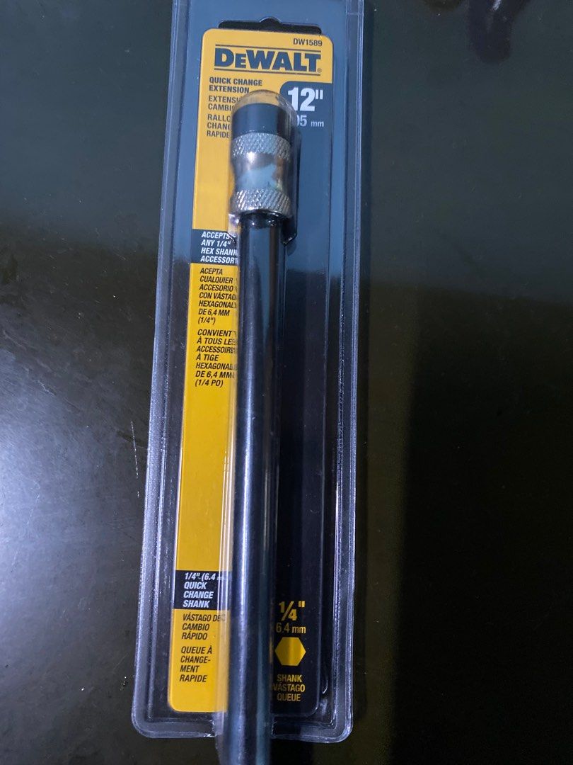 DeWALT quick change extension 12 inches / 305 mm (Category: Construction Tools & Equipment) located in Carmona. Submitted by annya06 (Listing ID 1401908650, Image 3). Description: Im selling brand new DeWALT quick change extension 12 inches / 305 mm Shank 1/4 inches Brand new/sealed Payment first thru Gcash Shipping c/o buyer Shipping via j&t or lalamove Thanks and God bless.