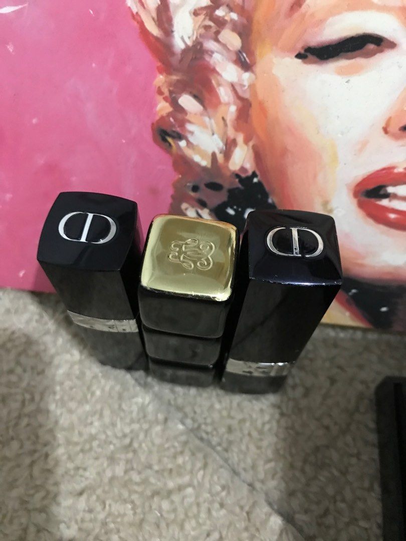 Dior Rouge Lipstick and Guerlain Bundle (Category: Makeup) located in Pasig City. Submitted by teacup12933 (Listing ID 1401846316, Image 1). Description: SUPER STEAL! Dior Velvet Nude 100 liquid lipstick used twice Guerlain and Dior lipsticks- please refer to the photos No return no exchange no refund no change of mind. Last price posted..