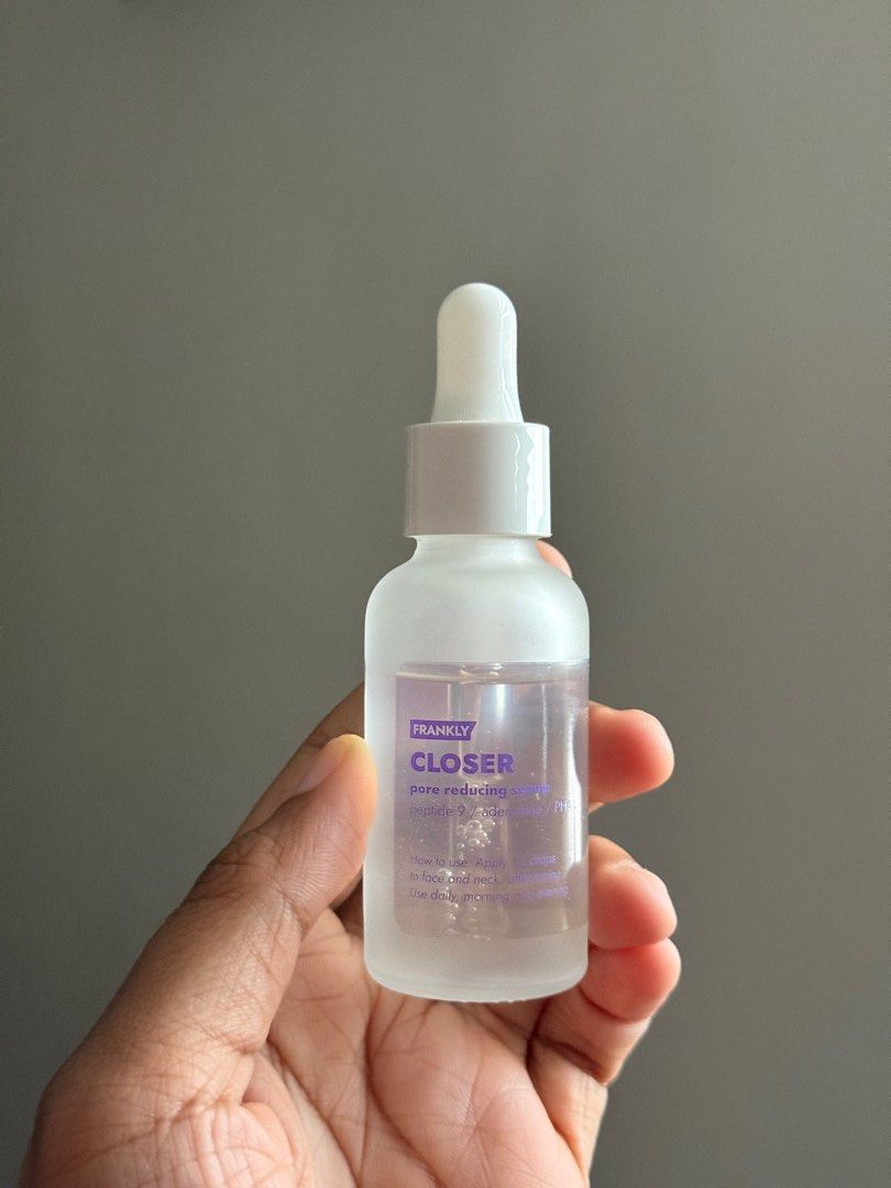 Frankly Closer Pore Reducing Serum (Category: Face Care) located in Pasig City. Submitted by karughstuff (Listing ID 1401769575, Image 1). Description: ~85% full RFS: realized it doesnt work with my skin and current routine </3 bought for P399 🛍️🛍️ discount if you’re buying more than 1 item payment: gcash, bpi, bdo shipping: ggx, grab, lalamove meetup: bgc (fort strip/oneboni area).