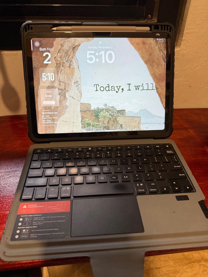 Ipad Air M2/M3 case with Keyboard (Category: Laptop Bags & Sleeves) located in Tanza. Submitted by ccctanzacavpo1 (Listing ID 1401809188, Image 1). Description: For sale: Nilkin Ipad Air 6 (m2/m3) case with Keyboard only NOTE: case and keyboard only. Ipad and pencil NOT INCLUDED Specs: Bluetooth pairing with ipad Shockproof case Detachable keyboard Backlit keyboard With charging cable With box Condition: Used With sign of usage Overall good perfo
