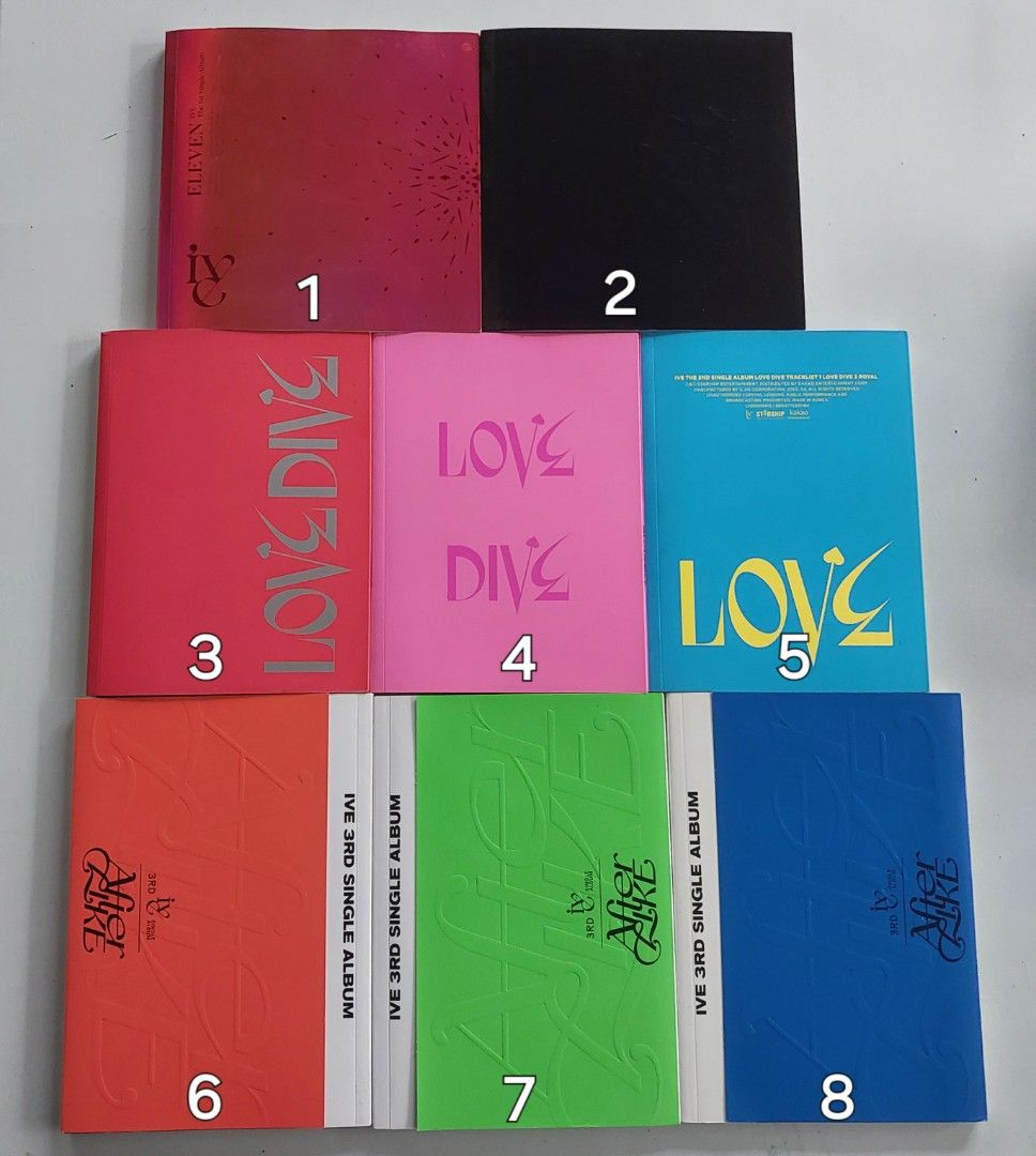 IVE Albums Unsealed (Category: CDs & DVDs) located in Bocaue. Submitted by seowha (Listing ID 1401852959, Image 1). Description: IVE Albums Unsealed - 100 php each - Inclusions are random - No pic - Onhand and ready to ship - All albums are available unless stated sold on **description** ❌️ - 2, 4, 6, 7, 8, 14, 15, 18 Dm me if you have questions ^^ Loc: luzon Mod: jnt (sf c/o buyer).