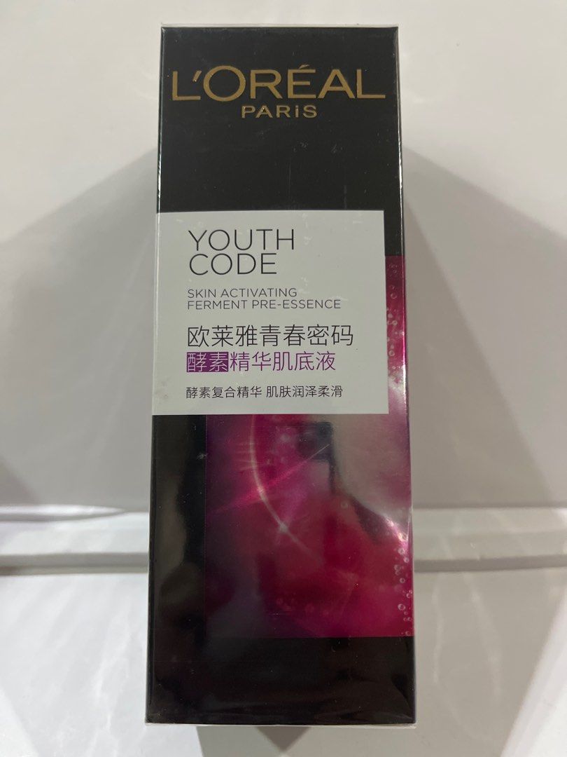 L'Oreal Paris Youth Code Skin Activating Ferment Pre-Essence 75ml (Category: Face Care) located in Manila. Submitted by marylouche42170 (Listing ID 1401873753, Image 1). Description: - L'Oreal Paris Youth Code Skin Activating Ferment Pre-Essence - 75ml bottle - Skin-activating pre-essence - Improves skin condition - Imported product (box with Chinese characters).
