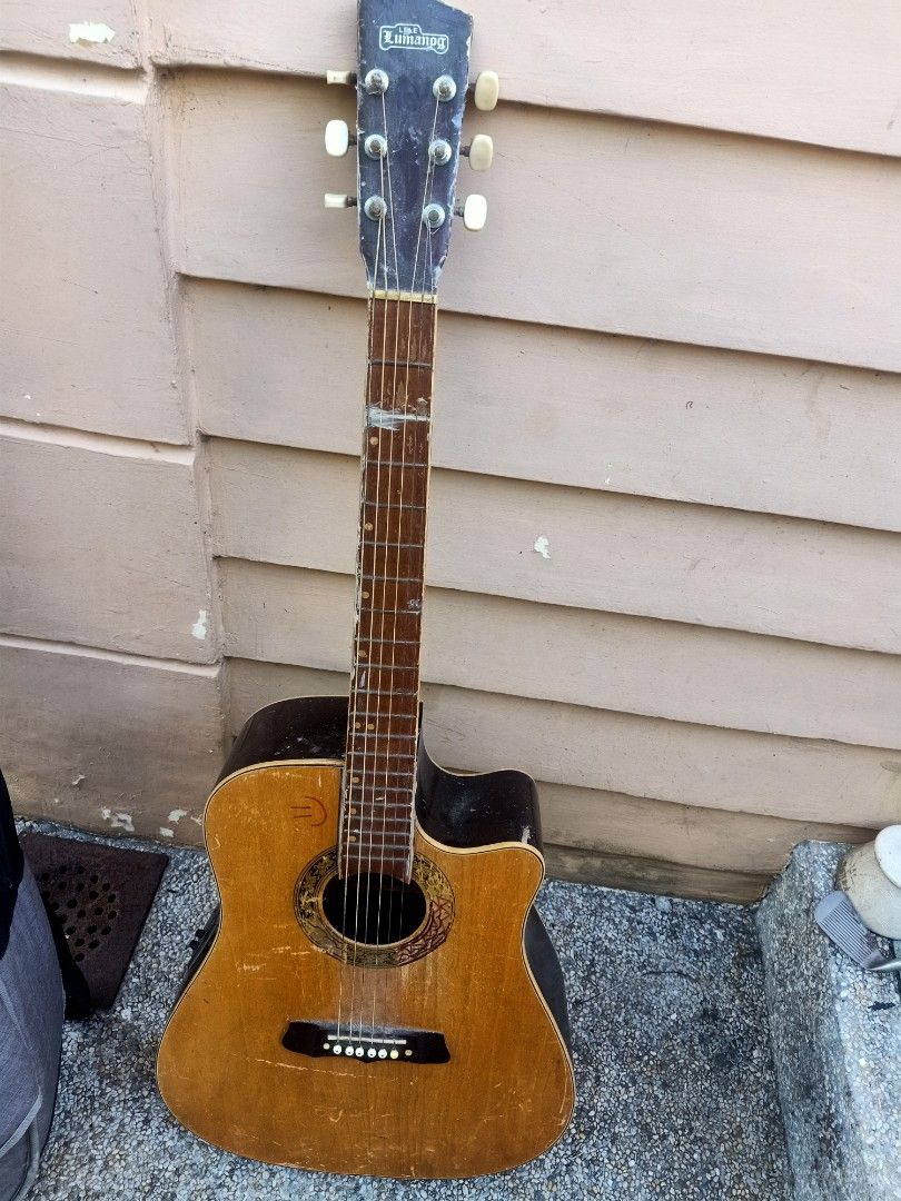 Lumanog guitar (Category: Musical Instruments) located in Las Pinas. Submitted by the_recycle_shop (Listing ID 1401790092, Image 1). Description: Usable condition for beginners With signs of usage and repair Selling as is .