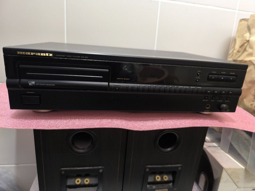 Marantz CD-52 CD Player (Category: Other Audio Equipment) located in Semenyih. Submitted by rasenthiran (Listing ID 1400730721, Image 2). Description: - Marantz CD-52 CD player - Front-loading CD tray - Digital display - Headphone jack -Black color - Marantz logo visible -strong CDM 4/19 reliable lens -comes with CD 63 remote control.