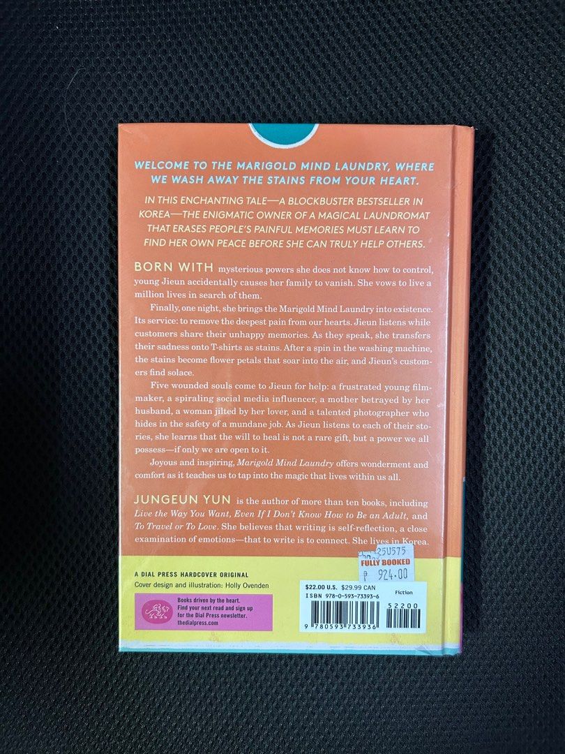 Marigold Mind Laundry by Jungeun Yun (Hard cover) (Category: Storybooks) located in Manila. Submitted by eggsnook (Listing ID 1401802920, Image 2). Description: 💫 Condition: Brand new, plastic-wrapped 💭 Synopsis: Overnight, in the village of Marigold on top of a hill, old Jieun has conjured up a magical Mind Laundry, where she cleanses painful experiences from her customer's hearts, transferring them into stains on a T-shirt and transforming th