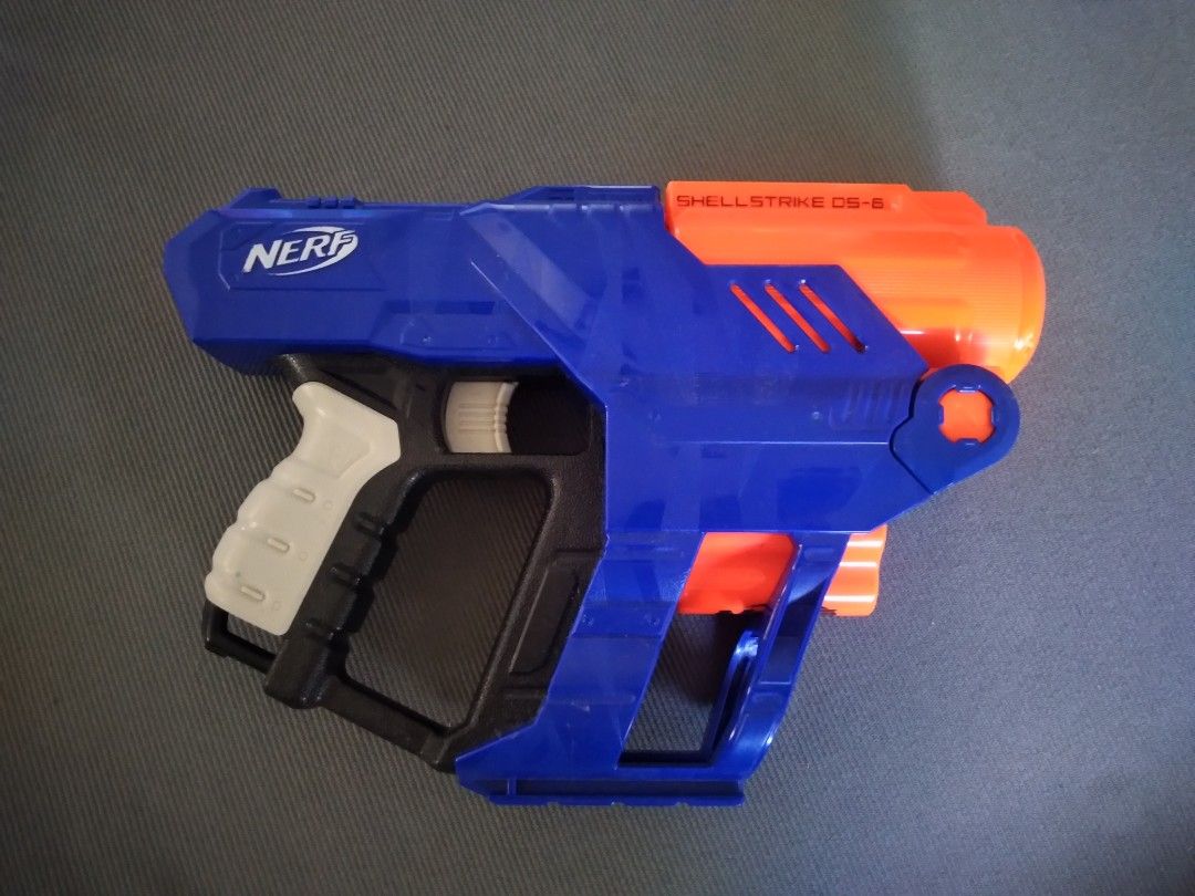 Nerf Shellstrike DS-6 Blaster (Category: Action & Battle Toys) located in Las Pinas. Submitted by willcatud (Listing ID 1401717594, Image 1). Description: FOR SALE: Nerf Shellstrike DS-6 Blaster READ ALL DETAILS. I WILL IGNORE PMs THAT ASK QUESTIONS ANSWERABLE BY THIS POST. - in PRISTINE condition - never fielded in any Nerf war; just used as a plinker - includes the 2 original shells that came with it (and extra darts) RFS: retired from Nerf; al