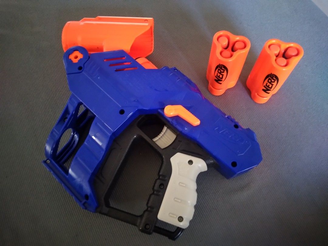 Nerf Shellstrike DS-6 Blaster (Category: Action & Battle Toys) located in Las Pinas. Submitted by willcatud (Listing ID 1401717594, Image 3). Description: FOR SALE: Nerf Shellstrike DS-6 Blaster READ ALL DETAILS. I WILL IGNORE PMs THAT ASK QUESTIONS ANSWERABLE BY THIS POST. - in PRISTINE condition - never fielded in any Nerf war; just used as a plinker - includes the 2 original shells that came with it (and extra darts) RFS: retired from Nerf; al