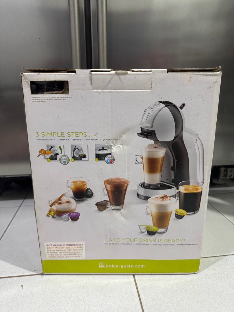 Nescafe Dolce Gusto Mini Me Automatic Coffee Machine (Category: Coffee Machines & Makers) located in Paranaque City. Submitted by jkwongg (Listing ID 1401804051, Image 2). Description: Brand new Never been used Stored Open the box lid for this pic Can do meet up .
