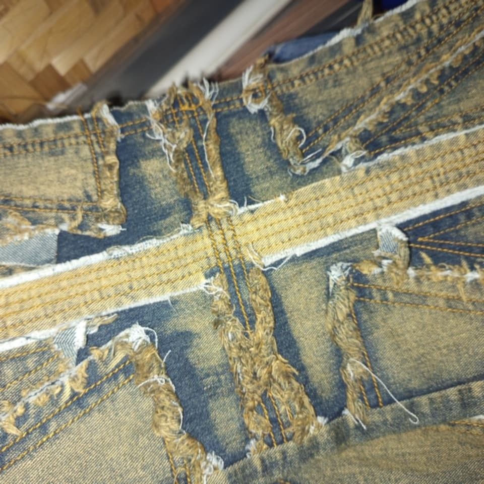 Newlover Industry Denim Flared Pants (Category: Jeans) located in Calabanga. Submitted by bekneegear (Listing ID 1401770657, Image 3). Description: - Newlover Industry denim - Distressed design with cut-out details - Button closure - Faded, vintage wash - Low-waisted.