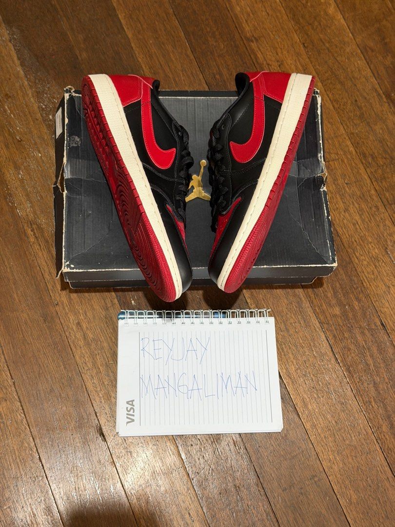 Nike Air Jordan 1 Low Bred OG (Category: Sneakers) located in Manila. Submitted by reyjay20 (Listing ID 1401783501, Image 2). Description: J1 Low OG Bred 2016. With OG box. Professionally reglued but still wearable. For only 10K. .