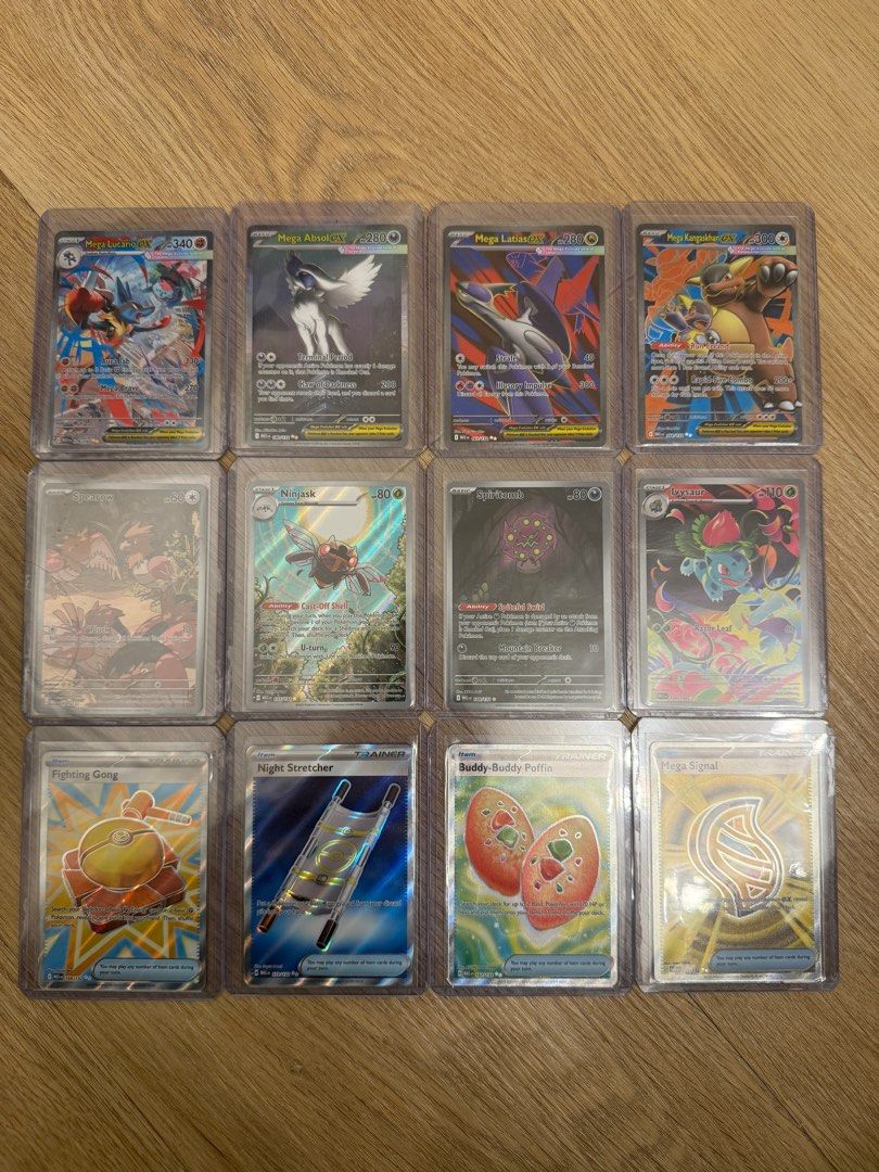 Pokémon Mega Evolution pack （分類：原色卡片）位於 Hong Kong。 由 relles900d 提交（商品編號 1401902449，圖片 1）。簡介： 留意內文 全部都勁新淨，全部都即入卡套 Mega Lucario (Special Illustration Rare) HKD 2700 Mega Absol (Special Illustration Rare) HKD 760 Mega Latias (Ultra Rare) HKD 52 Mega Kangaskhan (Ultra Rare) HKD 58 Ivysaur (Illustration Rare) HKD 184 (SOLD) Spiritomb HKD 30 Ninjas k HKD 33 (SOLD) Spearow HKD 30 Night Stretcher HKD 43 (SOLD) Fighting Gong HKD 31 Mega Signal HKD 13 Budd