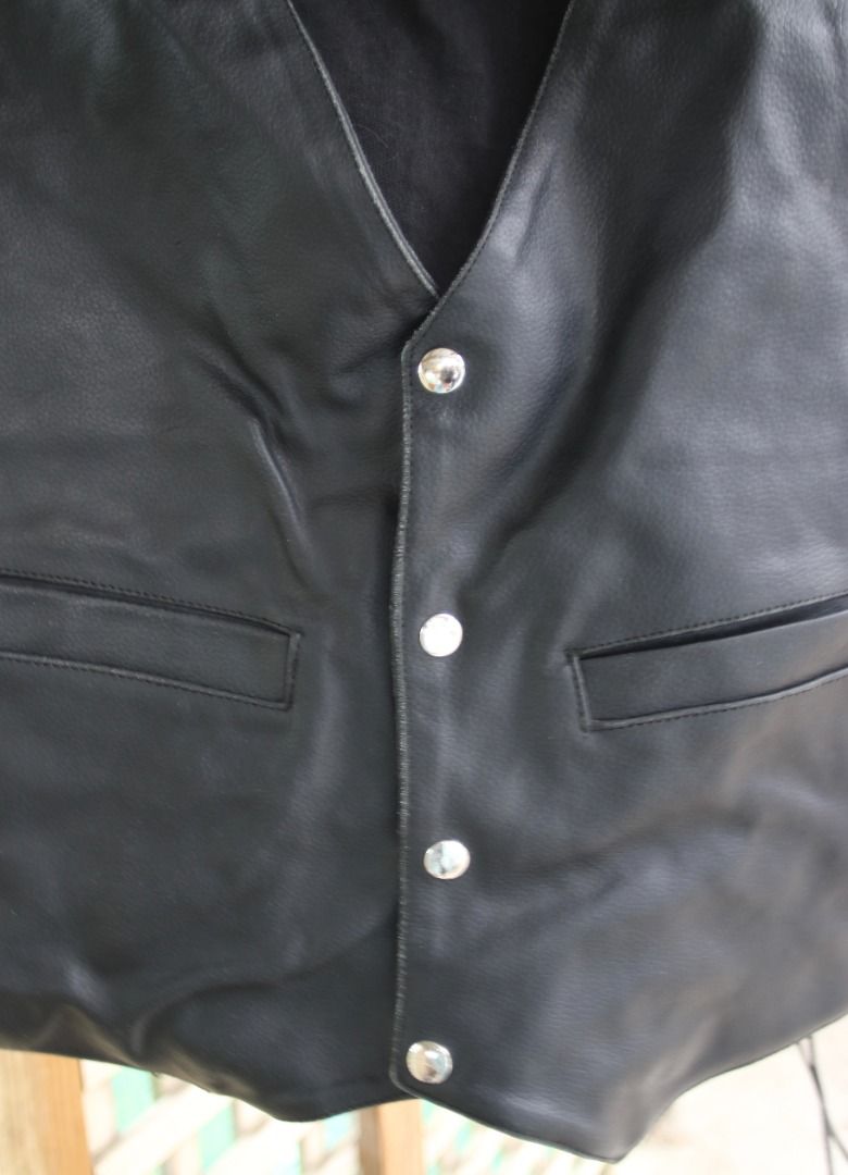 Preloved Rjays Leather Vest, Adjustable Vest, Unisex Clothing (Category: Motorbikes) located in Burnie. Submitted by tasmanianbeauties (Listing ID 1401904401, Image 2). Description: Preloved Rjays Leather Vest, Adjustable Vest Please visit my website, www.tasmanianbeauties.com.au, for this and other lovely finds. Paypal and credit card facilities available. There are more photos available in the listing on my website. Leather lace-up sides ensure