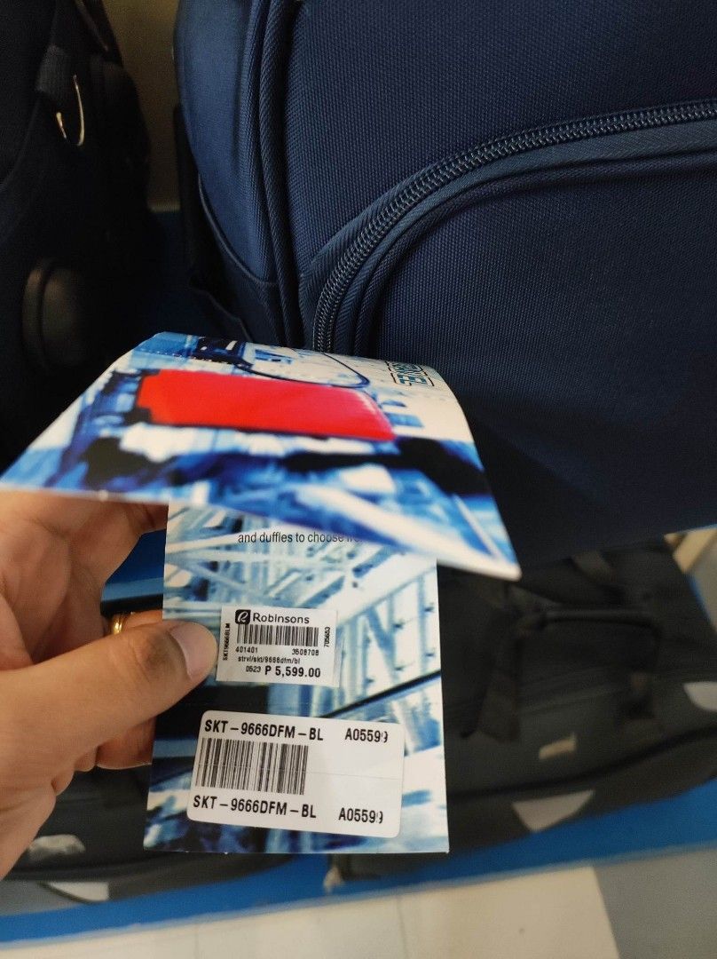 Sky Travel Duffle Bag - Blue (Category: Luxury Bags & Wallets) located in Bulacan. Submitted by finefindstuffbykdc_ (Listing ID 1401764452, Image 2). Description: - Sky Travel duffle bag - Color: Blue with grey accent - Price: ₱5,599.00 - Features top handles - Spacious and durable design - Ideal for travel and carrying many items.