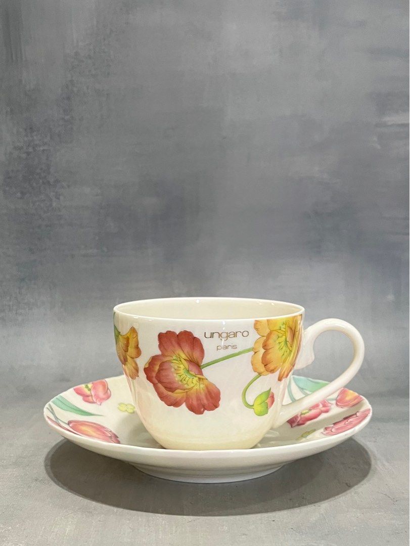 Ungaro Paris Cup and Saucer Set (Category: Coffee & Tea Tableware) located in Silang. Submitted by smallwarescollectibles (Listing ID 1401888400, Image 2). Description: Ungaro Duo Mix Matched 1 Duo P250 VGC.
