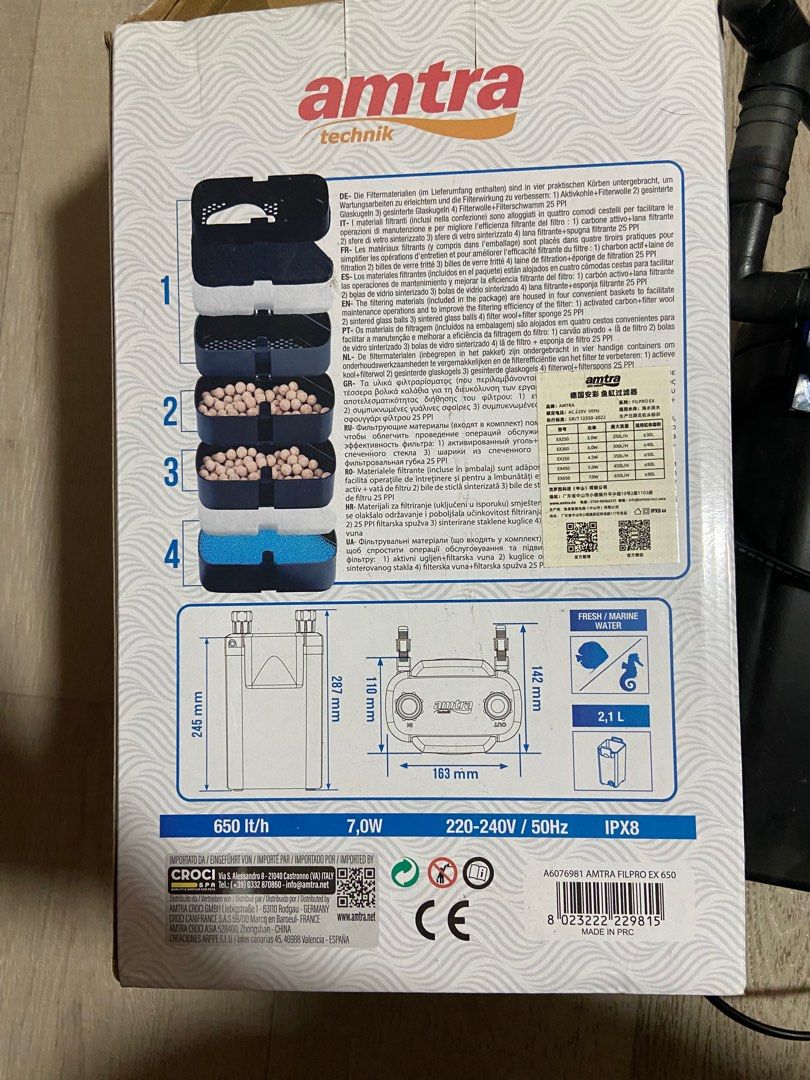 Amtra Filpro EX 650 External Aquarium Filter, Pet Supplies, Homes ...
