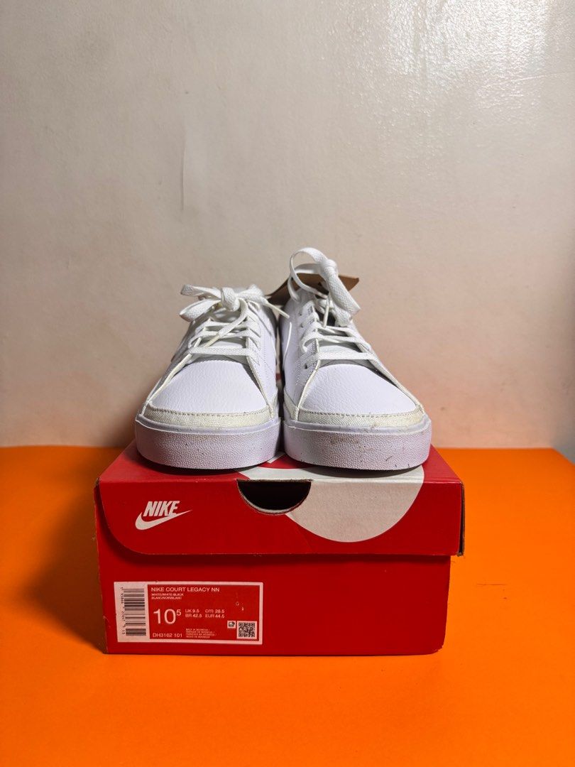 [AUTHENTIC | NEW] Nike Court Legacy NN White Sneakers (Category: Sneakers) located in Makati City. Submitted by abstanding (Listing ID 1405308564, Image 2). Description: [AUTHENTIC | NEW] Nike Court Legacy NN White Sneakers - Brand new - Mens (US10.5 / UK9.5 / EUR44.5) - Color: White - Includes original box and tag - Crisp color - Made from recyclable materials - Classic and versatile design.