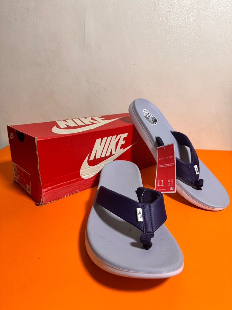 [AUTHENTIC | NEW] Nike Kepa Kai Thong Slides (Category: Slippers & Slides) located in Makati City. Submitted by abstanding (Listing ID 1405287633, Image 1). Description: [AUTHENTIC | NEW] Nike Kepa Kai Thong Slides - Brand new - Mens (US11 / UK10 / EUR45) - Color: Midnight Navy / Marine Minuit - Includes original box and tag - Comfortable and durable.