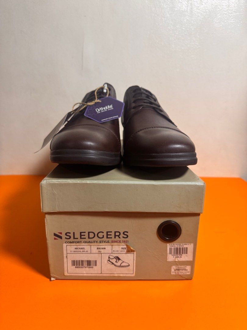 [AUTHENTIC | NEW] Sledgers Michael Brown Leather Shoes (Category: Dress Shoes) located in Makati City. Submitted by abstanding (Listing ID 1405278190, Image 2). Description: AUTHENTIC | NEW] Sledgers Michael Brown Leather Shoes - Brand New - Mens (US10 / UK9.5 / EUR44) - Color: Brown (002) - Features Ortholite comfort foam insoles - Includes original box and tags - Classic design - Comfortable and durable sole - Suitable for various occasions.