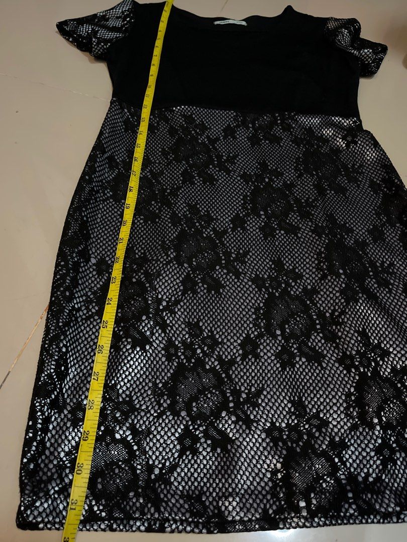 Black Lace Dress with short sleeves (Category: Dresses) located in Angeles City. Submitted by prelovedjaa (Listing ID 1405191521, Image 3). Description: - Black dress with lace detailing - Black bodice, short sleeves with lace accents - Approximately 32 inches long - Perfect for special occasions PM for LP!! (sure buyer only) 📍 angeles city, pampanga.