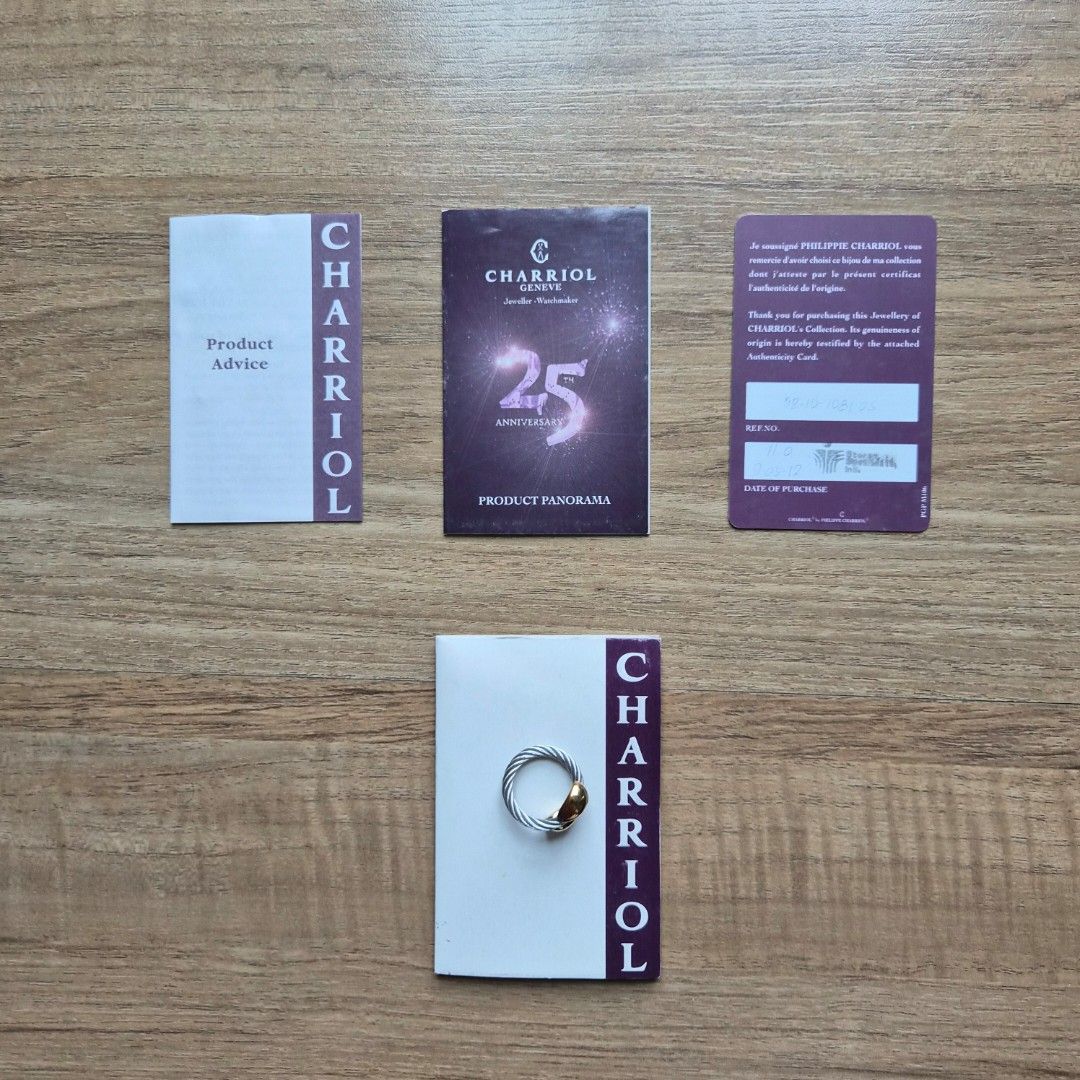 Charriol Ring (Category: Rings) located in Quezon City. Submitted by jerikav (Listing ID 1405329082, Image 2). Description: CHARRIOL TEAR DROP RING - Twisted cable design - Gold-toned accents - Includes original cards - No packaging - some parts discolored.
