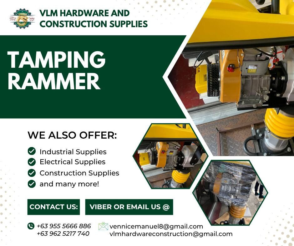 FOR SALE TAMPING RAMMER (Category: Construction Tools & Equipment) located in Manila. Submitted by vlmhardwarevennice (Listing ID 1332192808, Image 1). Description: VLM Hardware and Construction Supplies Message and get a quote now! 📍City of Imus, Cavite Satellite office at manila .