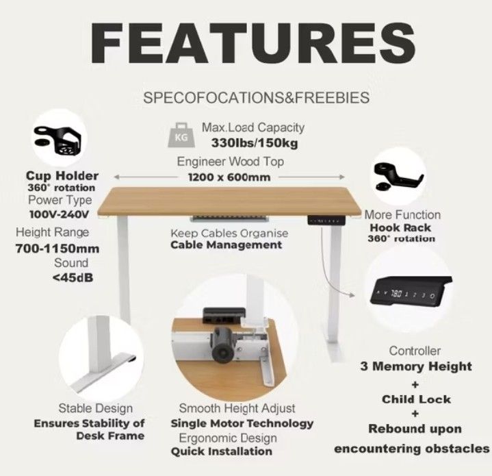 Height Adjustable Study Table| Solid Wooden Panel | Home Ikea Furniture ...