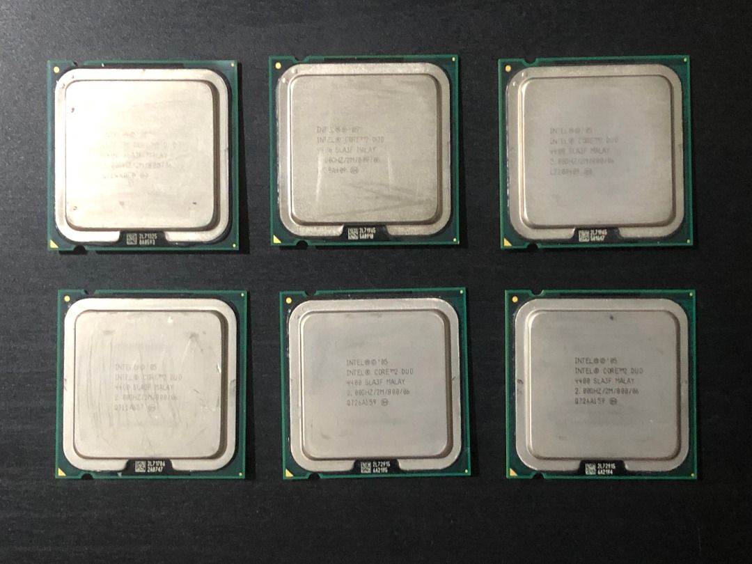 Intel Core 2 Duo CPU Processor (Category: Computer Parts) located in Singapore. Submitted by jw25863 (Listing ID 1405297947, Image 2). Description: Selling a used Intel Core 2 Duo 4400 CPU. It has a clock speed of 2.00GHz and a 2M cache. Perfect for upgrading or building a budget PC. An items it's in very good and working condition. Price is for one CPU. 7 stocks available. Free Postage within Singapore. Standard mail 2 to 4 working days. Product