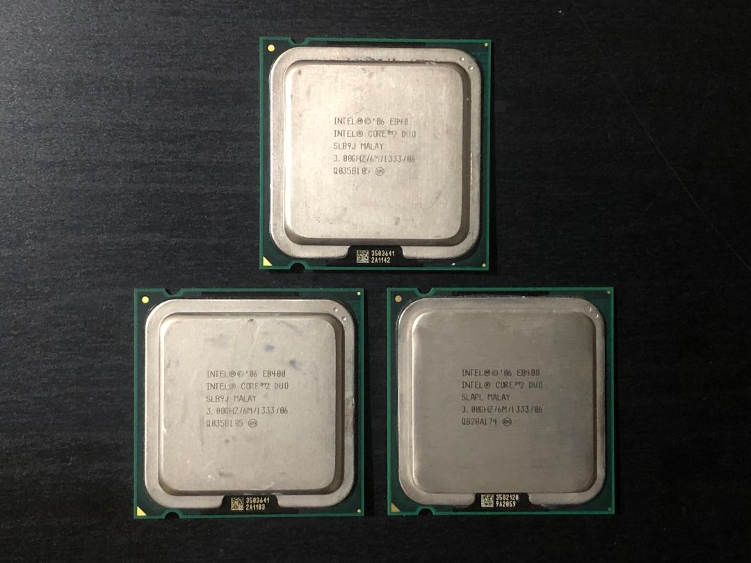 Intel Core 2 Duo CPU Processor (Category: Computer Parts) located in Singapore. Submitted by jw25863 (Listing ID 1405329956, Image 2). Description: Selling a used Intel Core 2 Duo E8400 CPU. It has a clock speed of 3.0 GHz and a 6M cache. Perfect for upgrading or building a budget PC. Price is for one CPU. An items it's in very good and working condition. Price is for one CPU. 3 stocks available. Free Postage within Singapore. Standard mail 2 to 