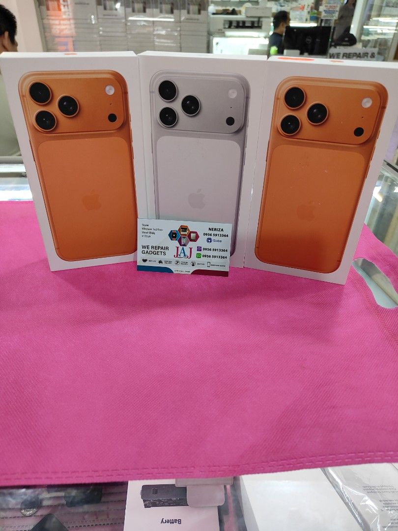 Iphone 17 pro max (Category: iPhone 17 Series) located in San Juan City. Submitted by nerizapagara (Listing ID 1405262073, Image 2). Description: iphone 17 pro max 256g 80000 512gb 96500 1tb 107000 2tb 141000 brandnew ntc.