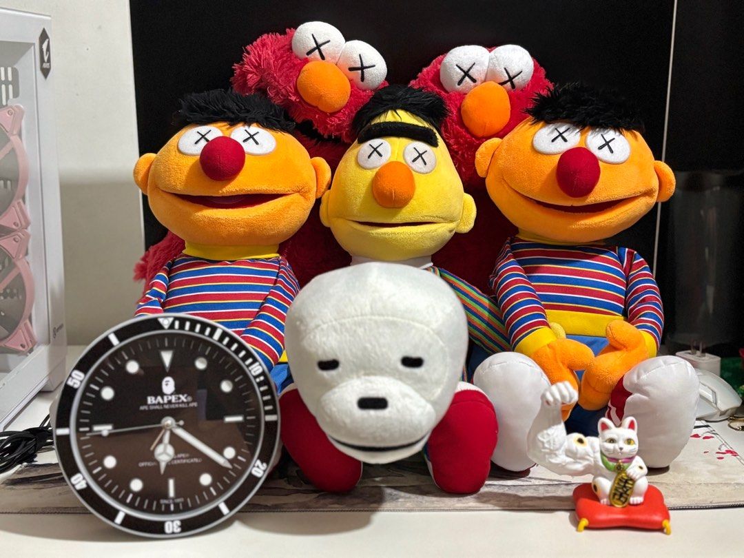 KAWS PLUSH TOY (Category: Plushies & Soft Toys) located in Manila. Submitted by jey09 (Listing ID 1405182554, Image 1). Description: Kaws Uniqlo Plush and Bape Items Kaws Elmo - ₱1500 each Kaws Ernie and Bert - ₱2500 each Bapex Alarm Clock - ₱1500 Bape Milo Plush - ₱2500 Meetup: Sm Fairview / Sm Mall of Asia.
