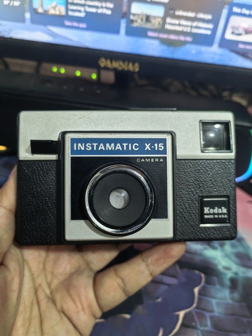 Kodak Mechanical Instamatic X-15 camera (Category: Cameras) located in Cebu City. Submitted by dudes_villanueva (Listing ID 1405166418, Image 2). Description: Kodak Instamatic X-15 camera Mechanical Note: Tested Functional. All sales final and non-refundable. Not roll tested. Physical body is in very good condition. 📌It is a popular Camera that was introduced by Kodak in 1970 and became an iconic camera. 📌It uses the 126 film format, which is n